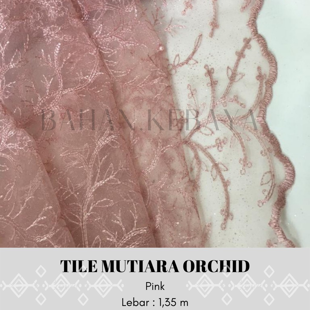KAIN BROKAT TILE MUTIARA ORCHID WARNA MERAH MUDA/ROSE GOLD