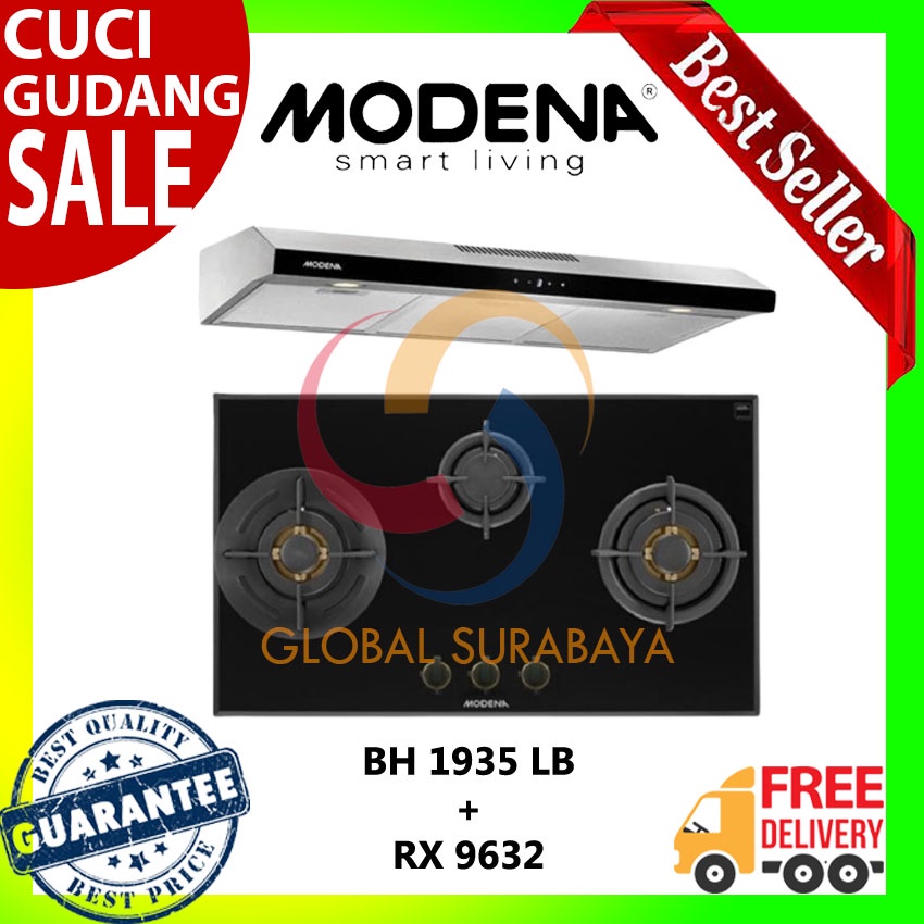 PAKET KOMPOR MODENA BH 1935 LB + COOKER HOOD RX 9632