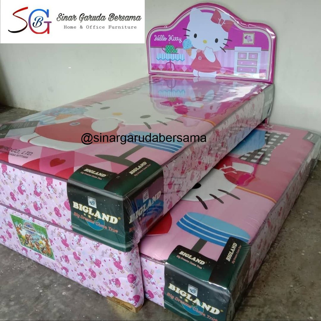 BIGLAND SPRING BED ANAK KARAKTER HELLO KITTY 2IN1 / SPRINGBED MERK BIGLAND UNTUK ANAK PEREMPUAN