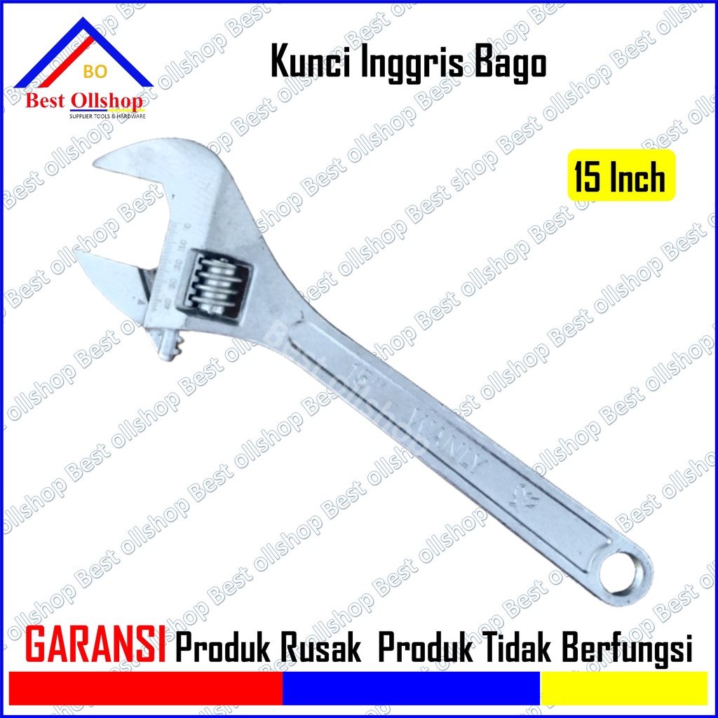 Kunci Bago 15 inch / Kunci Konci inggris Ingris Bako Bagong 15 inch Besar Hex Adjustable Wrench 375 MM RRT