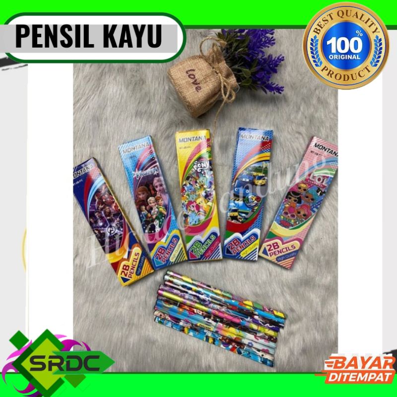 

srdc PENSIL KAYU 2B KARAKTER TERMURAH PERBOX ISI 12 PCS GROSIR | PENSIL 2B KARAKTER LUCU