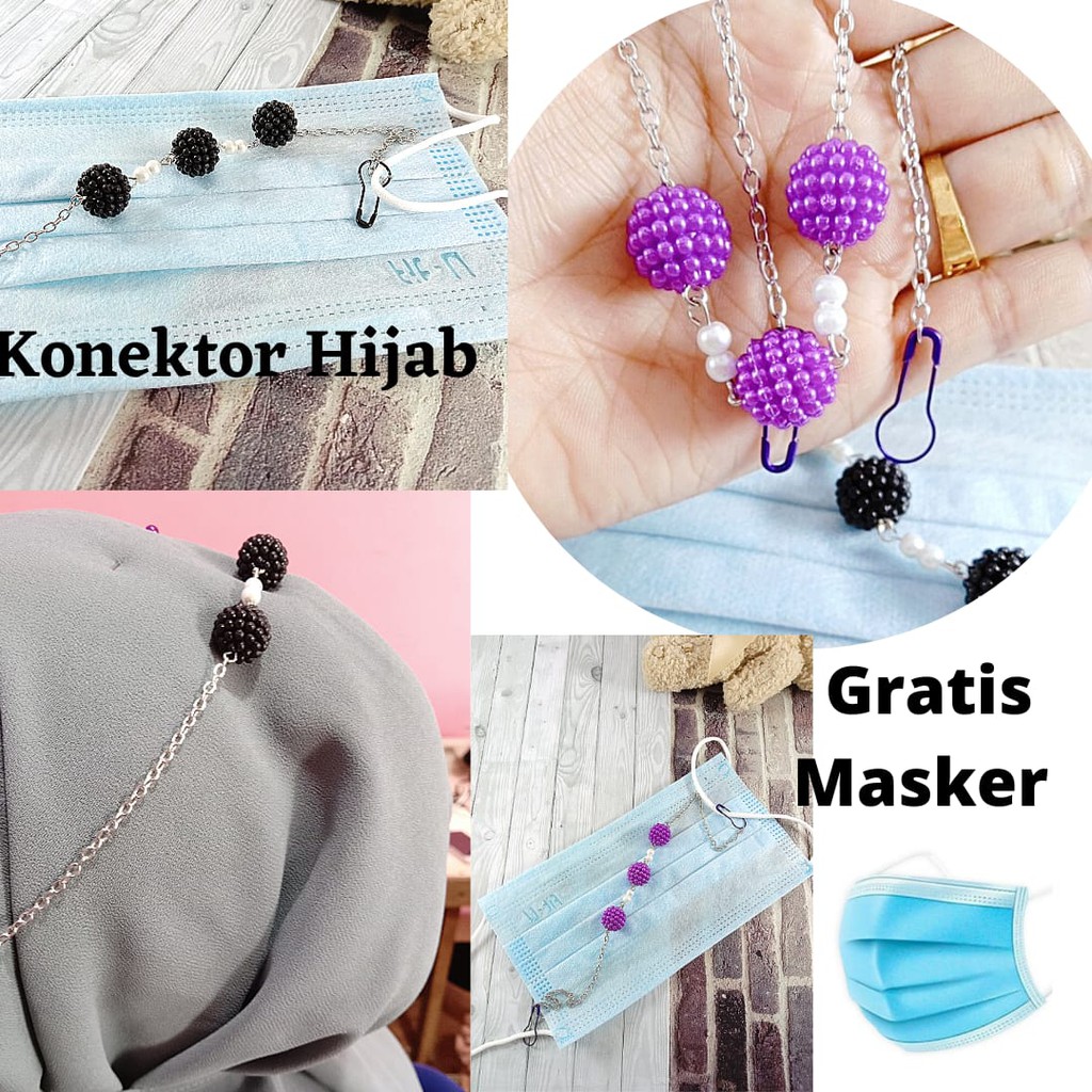 Konektor Masker Berry Handmade / Konektor Mutiara Berry pengait Masker Hijab konektor Berry