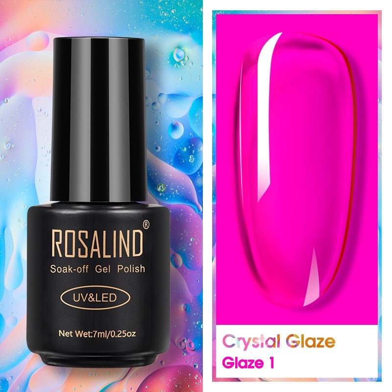 ROSALIND CRYSTAL GLAZE JELLY 7ml KUTEK GEL NEON JELLY SOAK OFF GEL POLISH