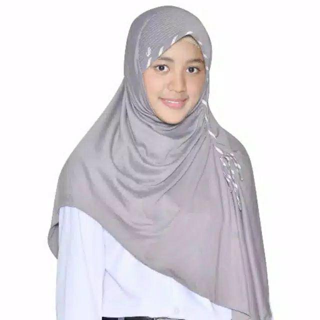 Obral! Kerudung Instan Rabbani Wishline (kaos)-Abu