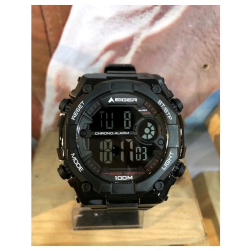 EIGER001 JAM TANGAN LCD YP-11538 1998 HITAM ANTI AIR ORIGINAL