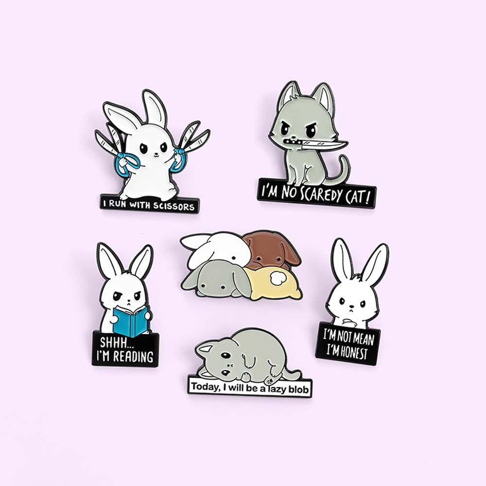 NEEDWAY Bunny Enamel Pin Hadiah Untuk Anak-Anak Kartun Kelinci Kerah Bros Travel Commemorative Lapel Pin Bros Pin