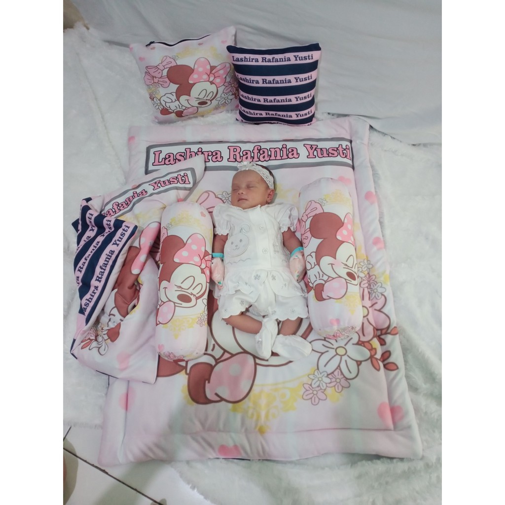 Bedcover Bayi Set Lengkap ( Bedcover, Bantal Guling Bayi, Bantal Peyang) Kado Bayi Motif Anak