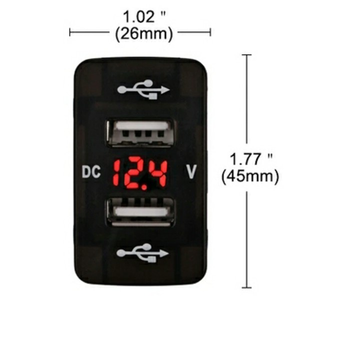 Car Charger 12V dan 24V 2USB 3.1A  Voltmeter USB untuk Mobil Honda