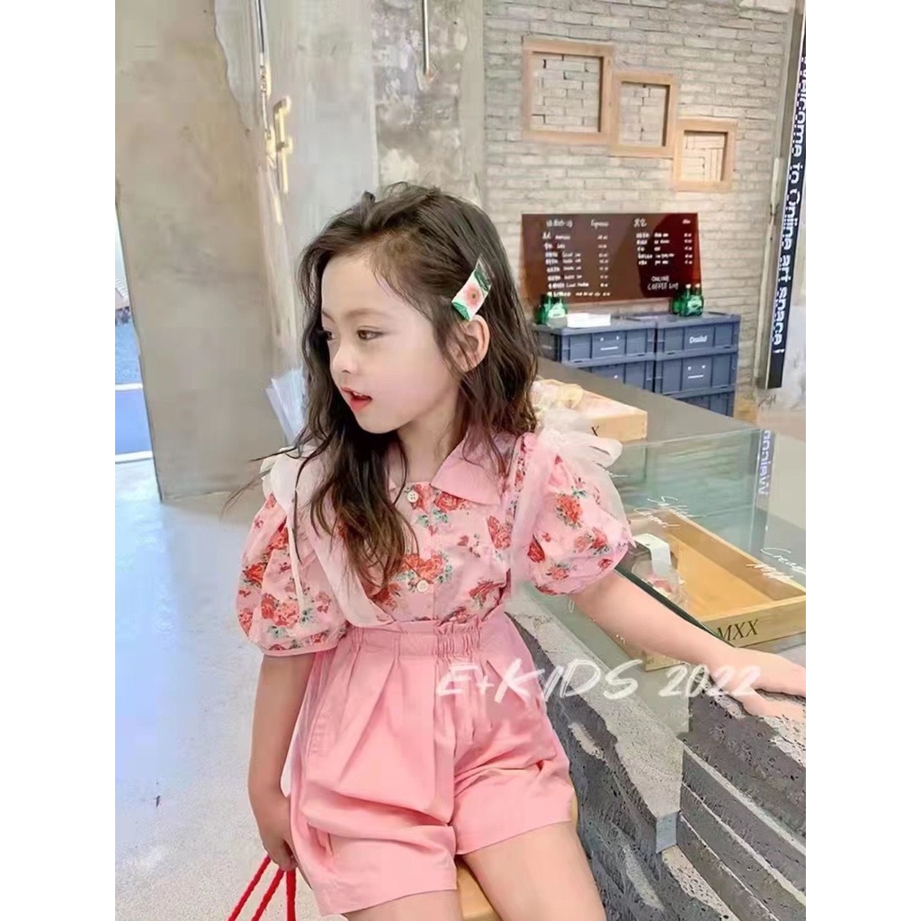 Setelan Anak Perempuan Import  Jumpsuit Bunga Pink