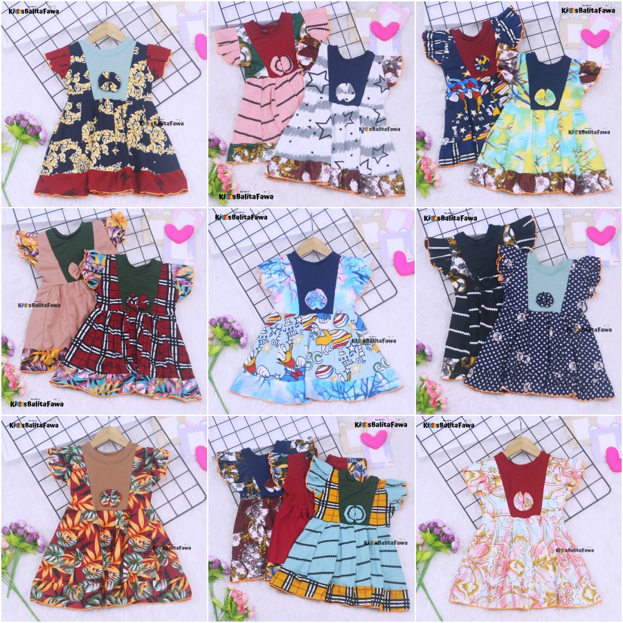 Dress Tania uk 6-18 Bulan / Baju Anak Bayi Perempuan Lengan Pendek Gaun Pesta Baby Import Murah