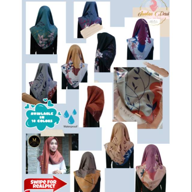 PILIH WARNA Hijab anti air voal miracle print lasercut scraf kerudung segiempat malaica motif 5