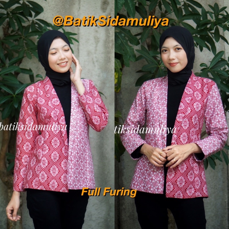 Blazer Batik Wanita Atasan Batik Blouse Jaz Outer Kantor Premium Eksklusif By Batik Sidamuliya 2