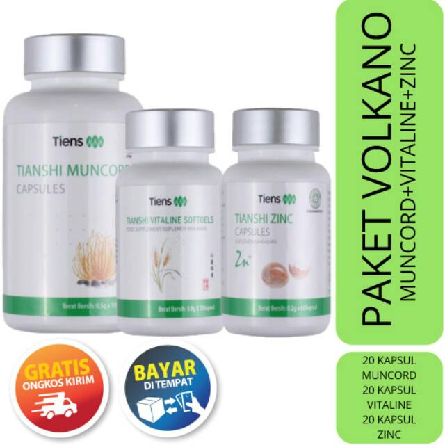 Paket VOLCANO Tiens ZINC MUNCORD VITALINE Tianshi paket stamina pria