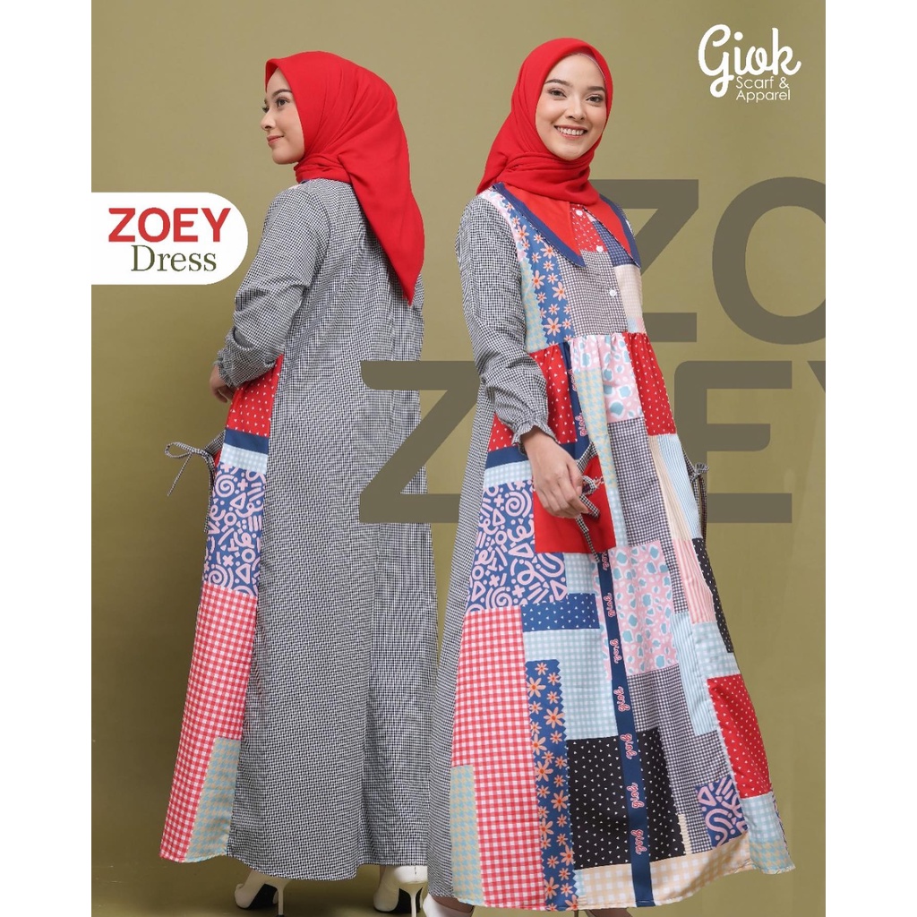 NEW ZOEY DRESS BY GIOK/DRESS KOLEKSI TERBARU/DRESS PREMIUM/DRESS SIZE BESAR/BAJU CANTIK/GAMIS MODIS/