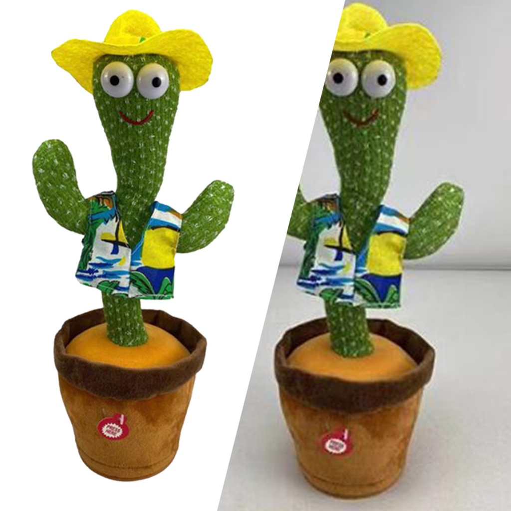 (Homyl2) Plush Stuffed Toys Dancing Cactus Shape Can Move / Rotate / Dance For Home Decoration