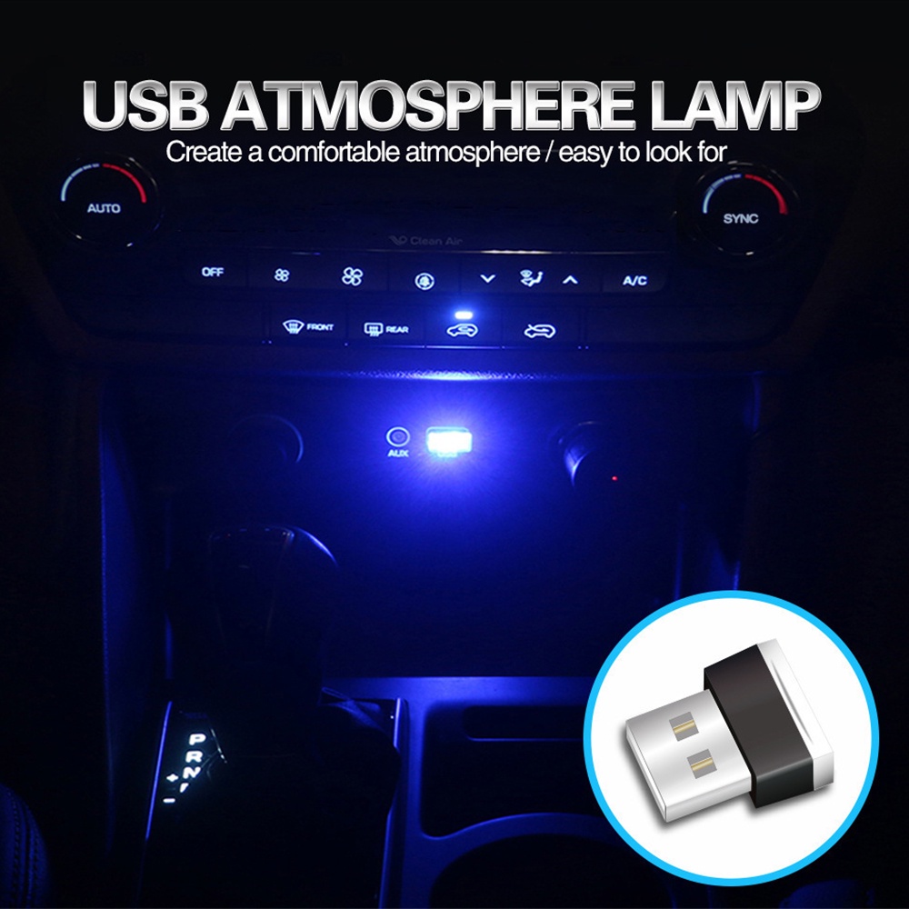 Lampu Malam LED RGB 7 Warna Tenaga USB Untuk Dekorasi Interior Mobil