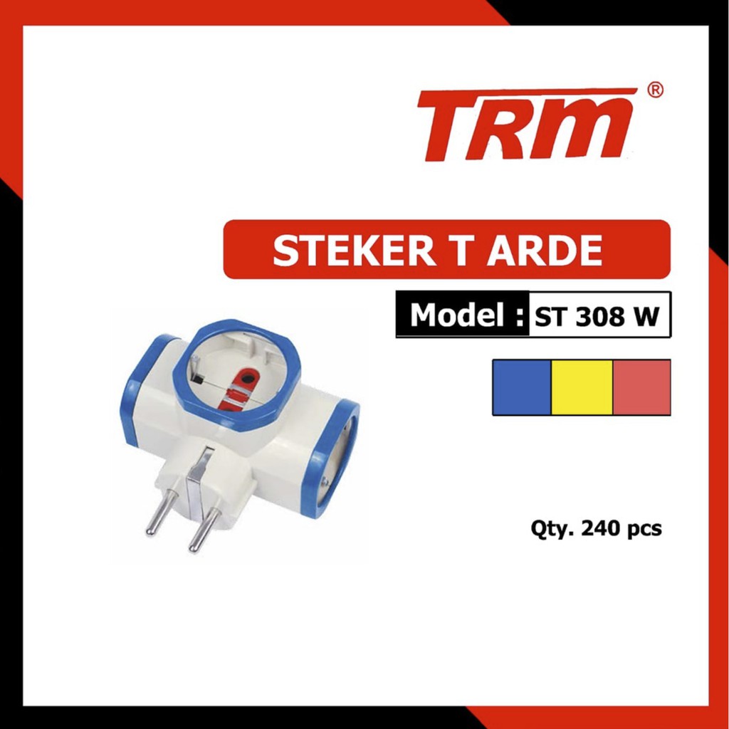 @12 Pcs (1 Kotak) Trm ST-308W T Arde Warna SNI / Steker T Arde / Steker T Multi Arde / Colokan