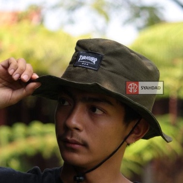 Topi rimba thrasher pria wanita outdoor topi gunung tali distro