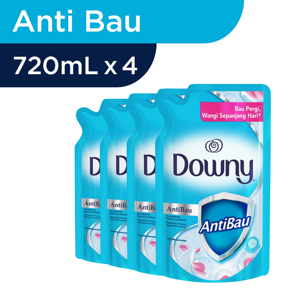 Downy Antibacteria (Anti / Biru Bau) Refill 720ml (Paket Isi 4)