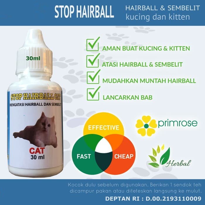 Stop Hairball Drop 30ml Obat Anti Hairball Dan Sembelit Kucing Cat Kitten 30 ml