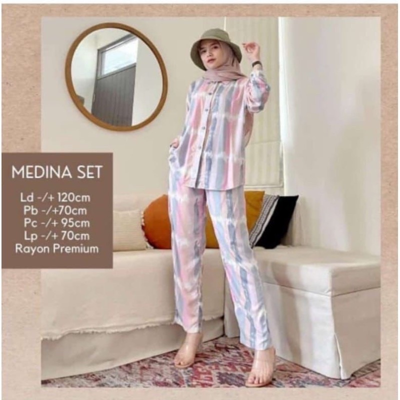One set Rayon Premium Setelan Piyama Motif Terbaru-Medina Set