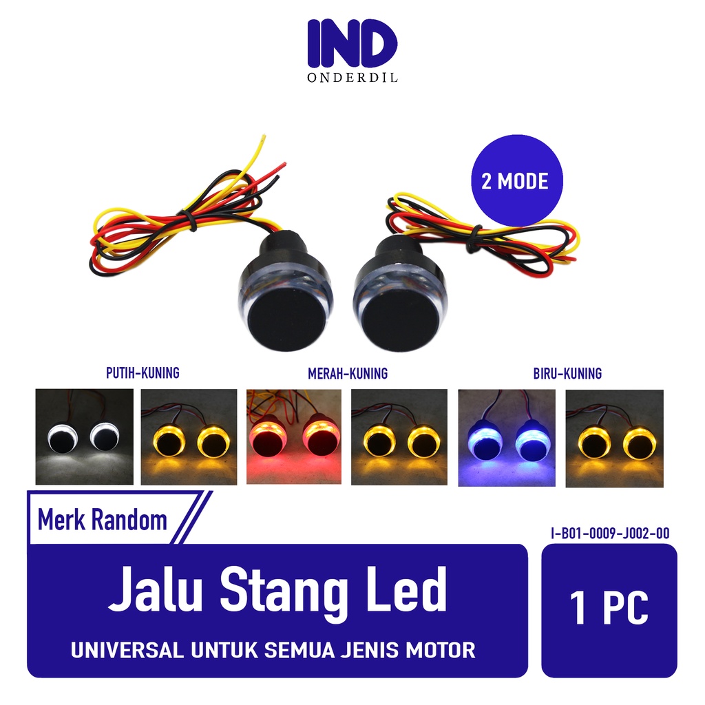 Jalu-Bandul Handle-Handel-Hendle-Hendle Stang-Setang-End Bar LED 2 Mode Senja Kuning-Sein-Sen Putih-Biru-Merah Universal-Untuk Semua Jenis Motor