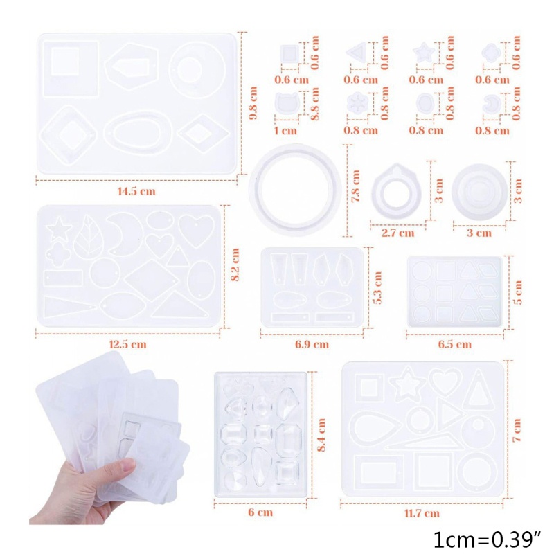 SIY  1 Set Crystal Epoxy Resin Mold Kit Earring Pendants Silicone Mould with Earring Hooks Jump Rings DIY Crafts Jewelry Making Material