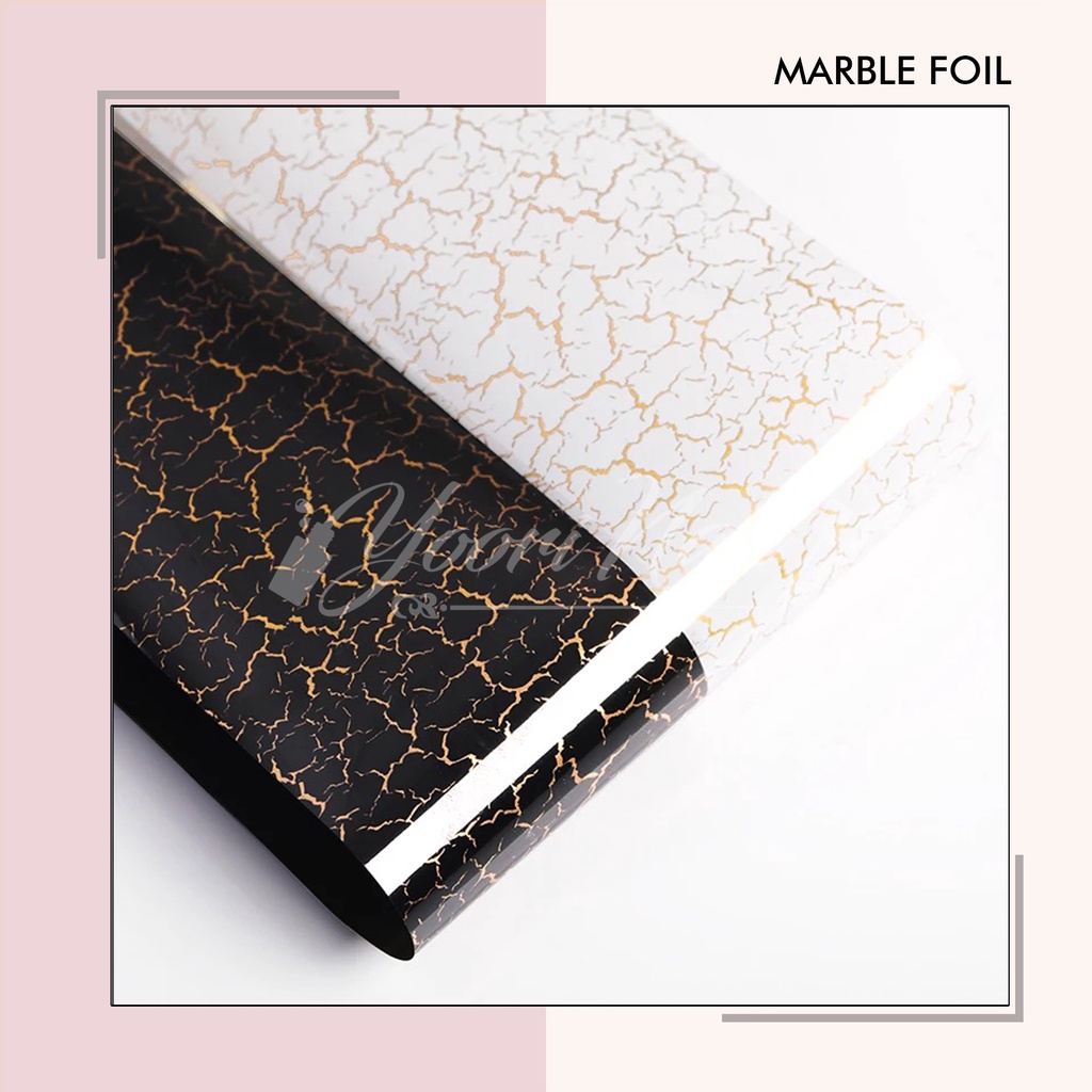 Nail Marble foil black and white foil nail art sticker nails hiasan kuku