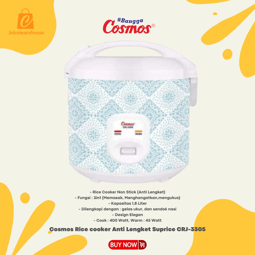 Cosmos Rice cooker Anti Lengket Suprice CRJ-3305