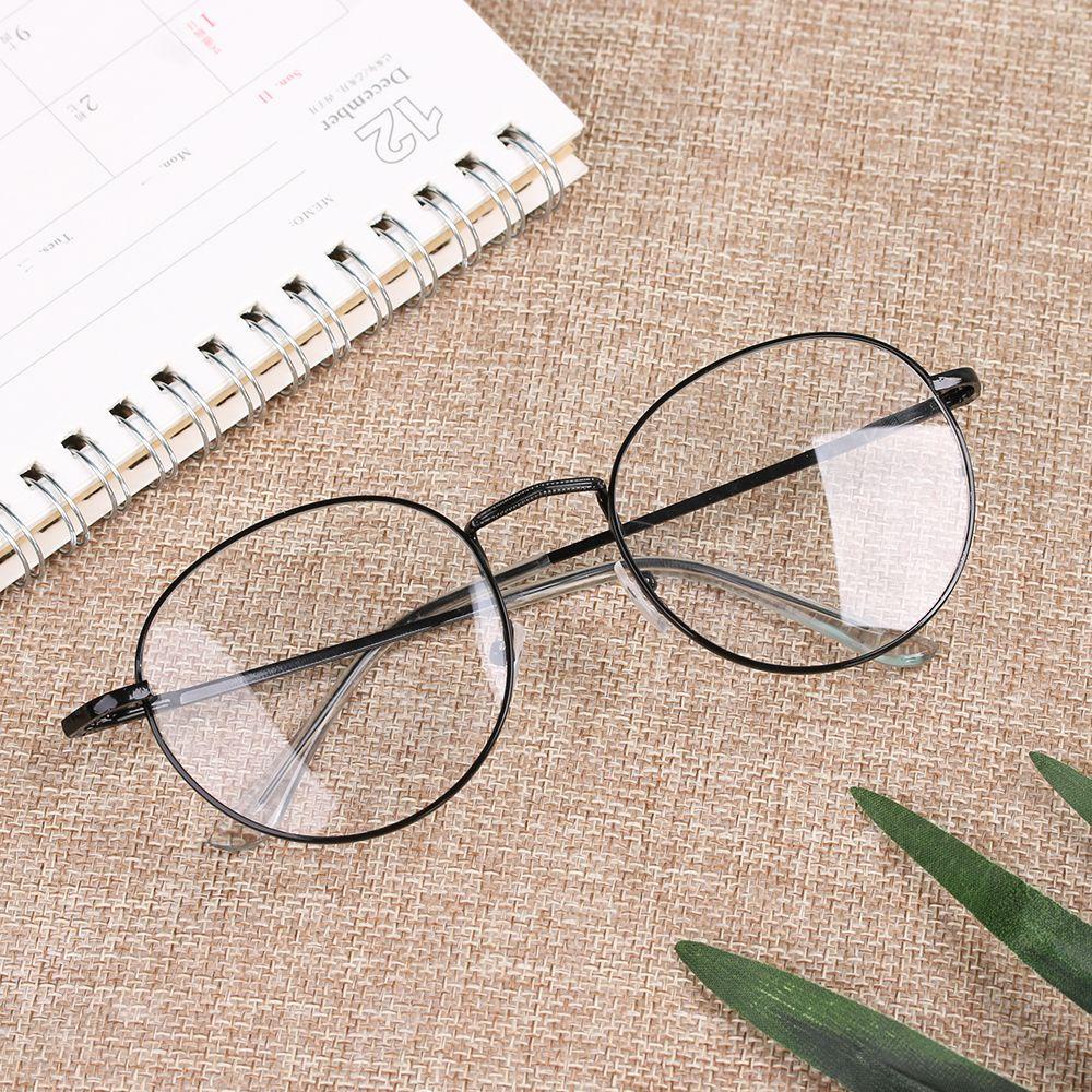 Wonder Kacamata Bulat Wanita Pria Portable Oversized Metal Optical Glasses