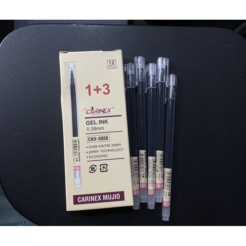 

pen gel carinex cnx mujio 12pcs 1+3 0.38mm pen cair