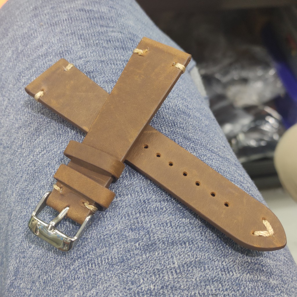 STRAP TALI KULIT LEATHER ASLI JAM TANGAN ZORRO 20MM 22MM BROWN.