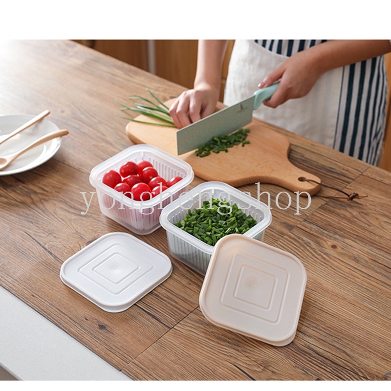 Kotak Penyimpanan Bawang / Jahe / Buah / Sayuran Dengan Penutup Untuk Kulkas Dapur
