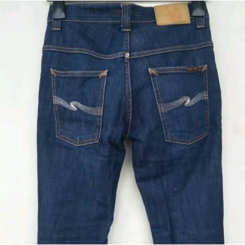 Nudie jeans thin finn ecru embo denim italy