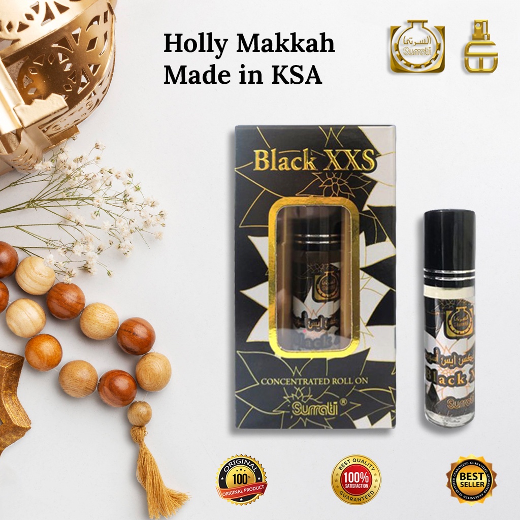 PARFUM KISWAH DAN RAUDHAH SURRATI BLACK XXS 6 ml ROLL ON  KA BAH KA’BAH KABAH MADINAH KASTURI ORIGIN