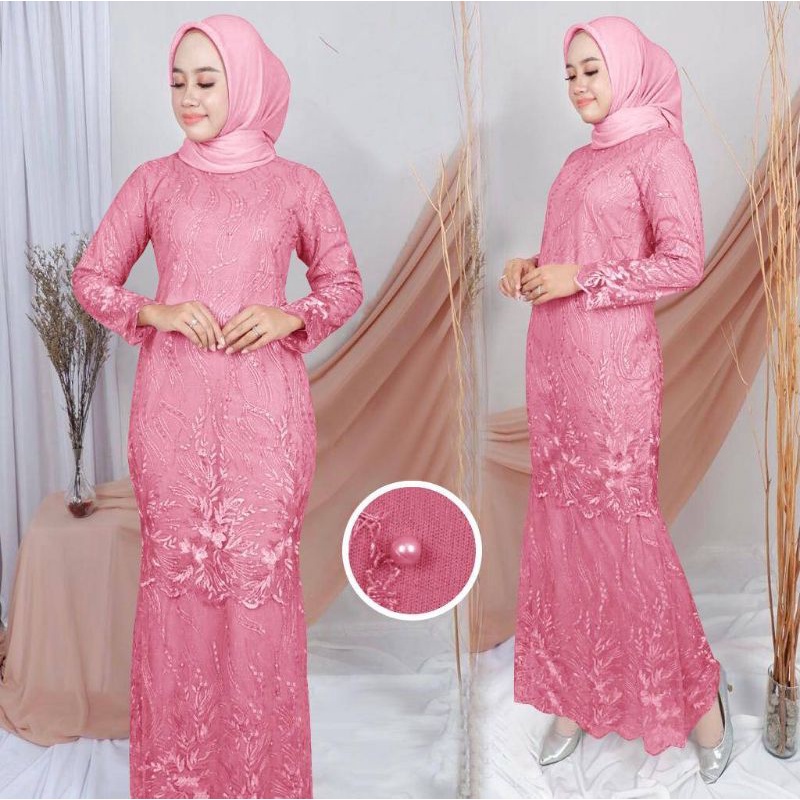 COD Bisa - Gamis Syar i ASDF Dress Brokat Lilac Ungu Model Terbaru Edesi 2023 Brukat Import Bisa Ser
