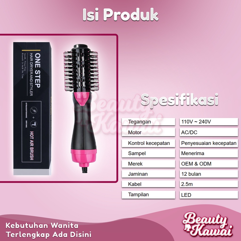 Sisir Hair Dryer Brush Styler One Step Hot Air Blow-5250