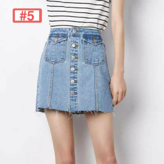 ⚡️CLEARANCE SALE ❤ PREMIUM IMPORT ❤ REAL PIC! JEANS RIPPED BUTTON POCKET MINI  SKIRT