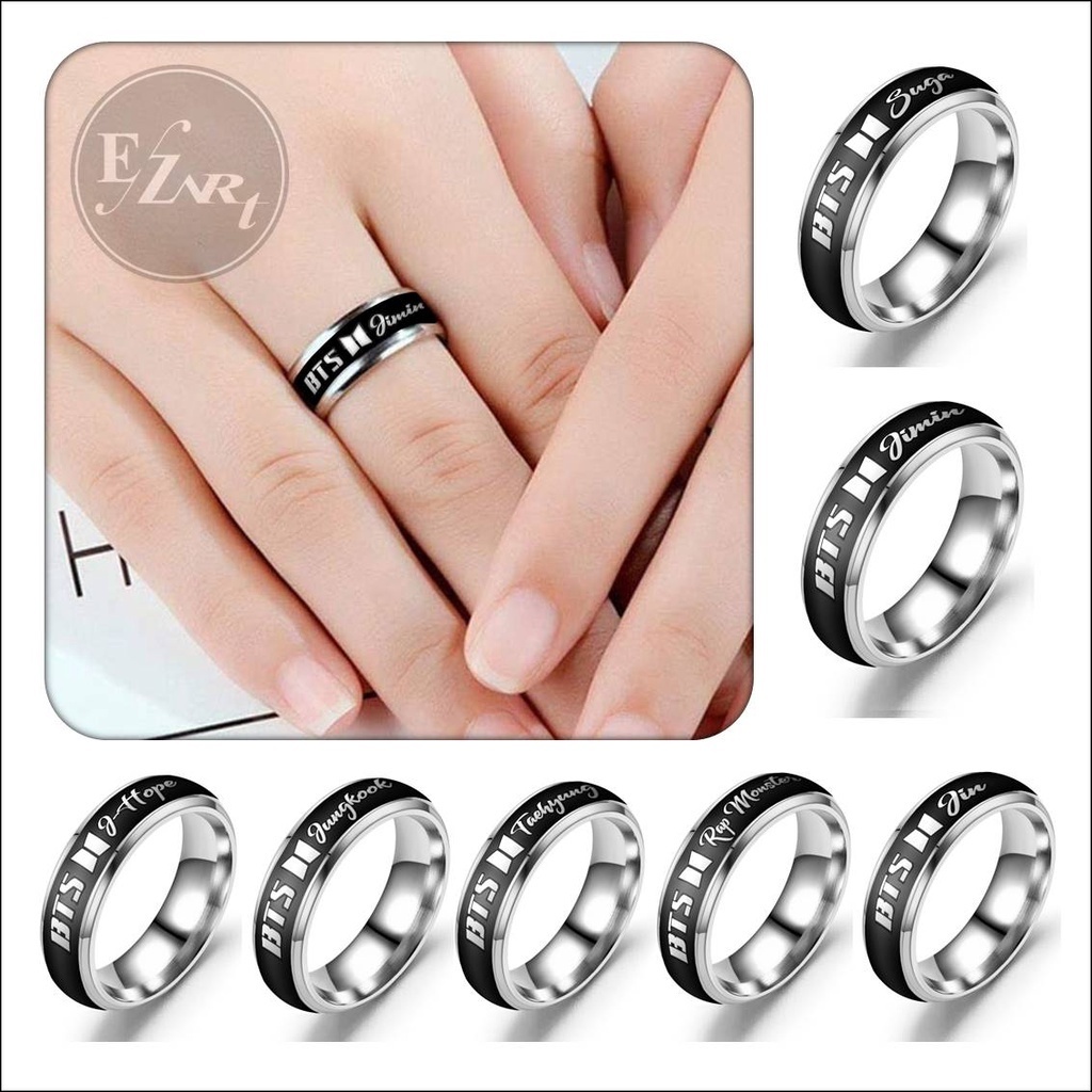 [EZ Art] CINCIN BTS NAMA MEMBER KPOP RM JIN SUGA J-HOPE JIMIN V JUNGKOOK HITAM SILVER STAINLESS STEE