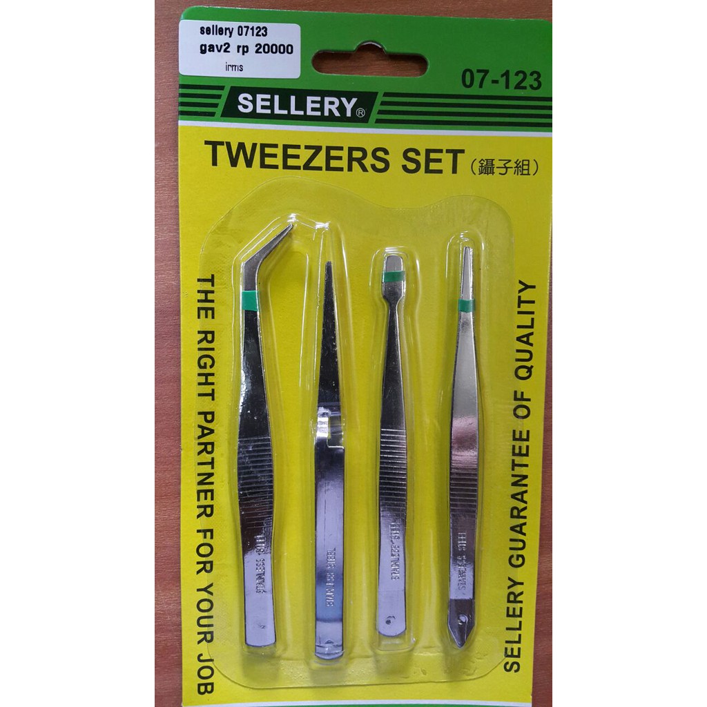 Pinset 4Pc / Tweezer Set SELLERY