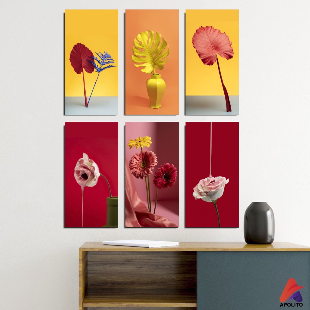 HIASAN DINDING BUNGA WALL DECOR (10x20cm) PAJANGAN KAYU BUNGA POSTER KAYU HIASAN DINDING KAMAR