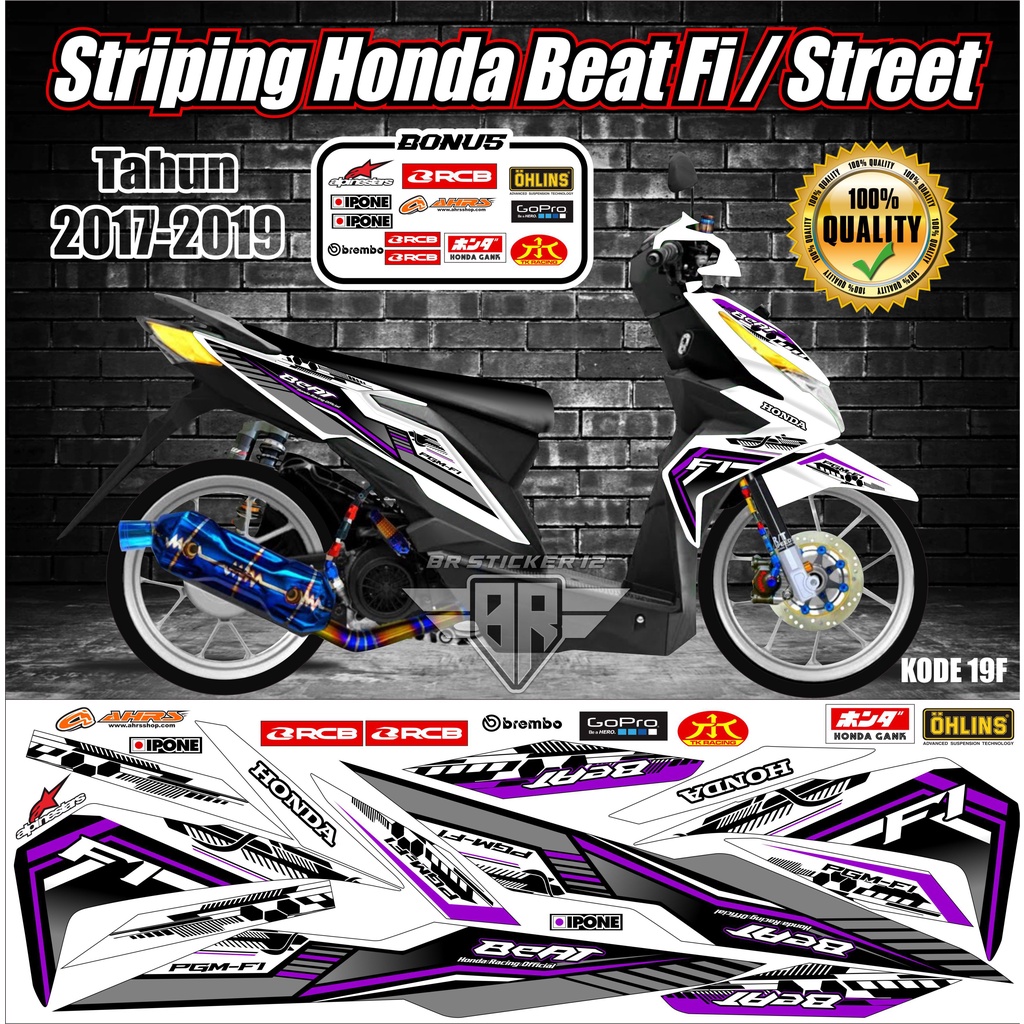 Striping Beat 2017-2019  Stiker Variasi Lis Motor Beat Kode 19