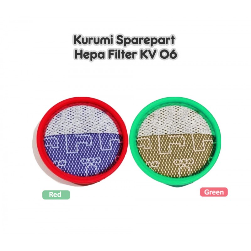 Kurumi Sparepart Hepa Filter for KV06 / KV 06 - Red / Green