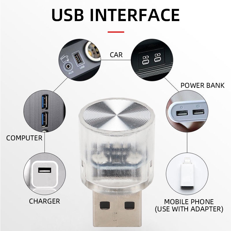 Lampu Suasana led usb mini Mobil Lampu Hias Untuk Pesta Pemodelan Lingkungan Otomotif portableplug play auto interior led