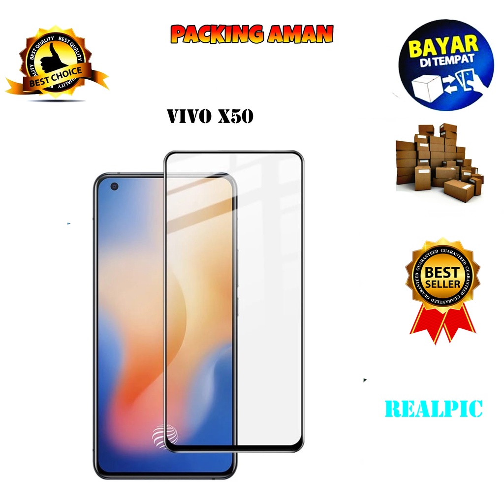 Tempered Glass Vivo X50 Full Cover / Full Screen Protector Anti Gores