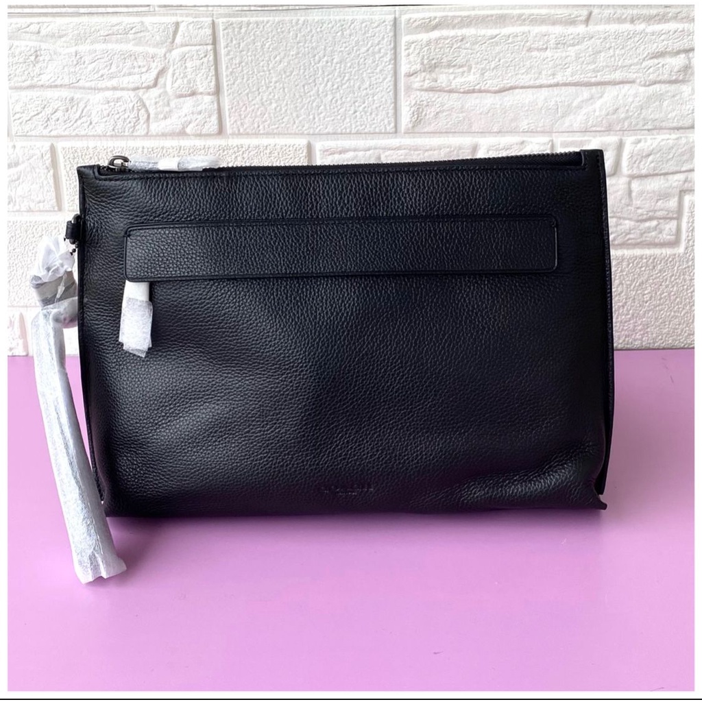 Clutch Pria Branded Co Men Carryall Pouch Pebbled Leather 100% Original
