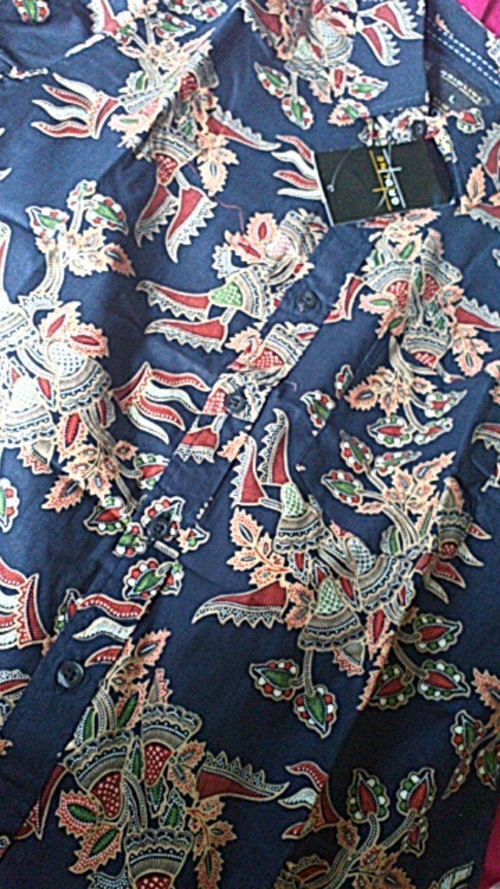 [gridline - Ls047 & Ls036 - Black & Navy] Kemeja Batik Pria Katun Lengan Panjang Slimfit Matching