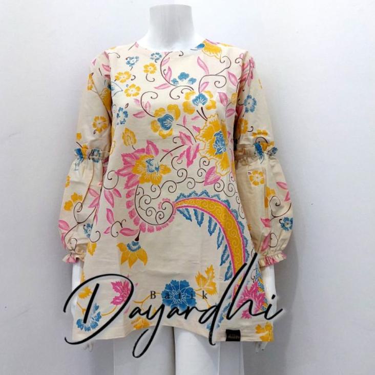 Paling Dicari.. Dayardhi baju batik kerja wanita encim kupu kuning atasan batik kerja blus batik mod
