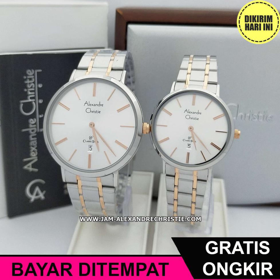(BAYAR DITEMPAT) OE4128 JAM TANGAN WANITA ALEXANDRE CHRISTIE AC 8597 MD LD SVRG SILVERROSEGOLD