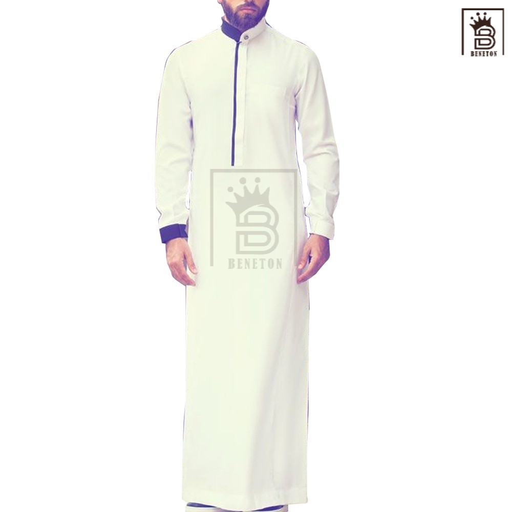 Jubah Muslim Pria Jubah Katun Premium Gamis Pria Putih Dred BJ-45